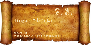 Hinger Márta névjegykártya